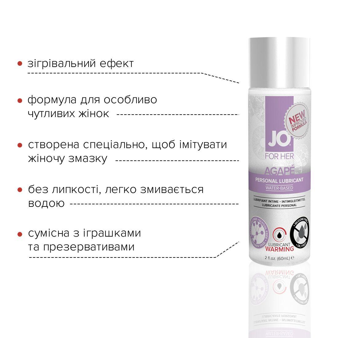 Розігріваюча мастило JO AGAPE — WARMING (60 мл) без гліцерину, гліколю та парабенів у DIDO