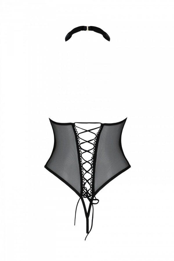 Еротичний боді Passion TRISHA BODY, S/M, black, з відкритими чашками в DIDO
