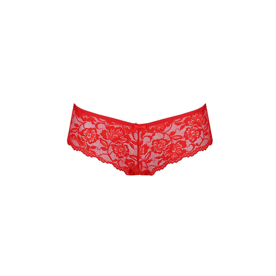Трусики-бразилиана из цветочного кружева Passion RAJA THONG S/M, red в DIDO