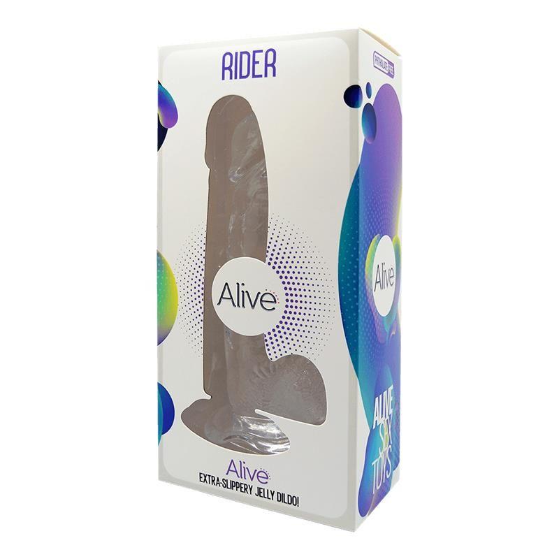 Прозорий фалоімітатор Alive Jelly Dildo Rider, ТПЕ, присоска, діаметр 4см, довжина 20см в DIDO