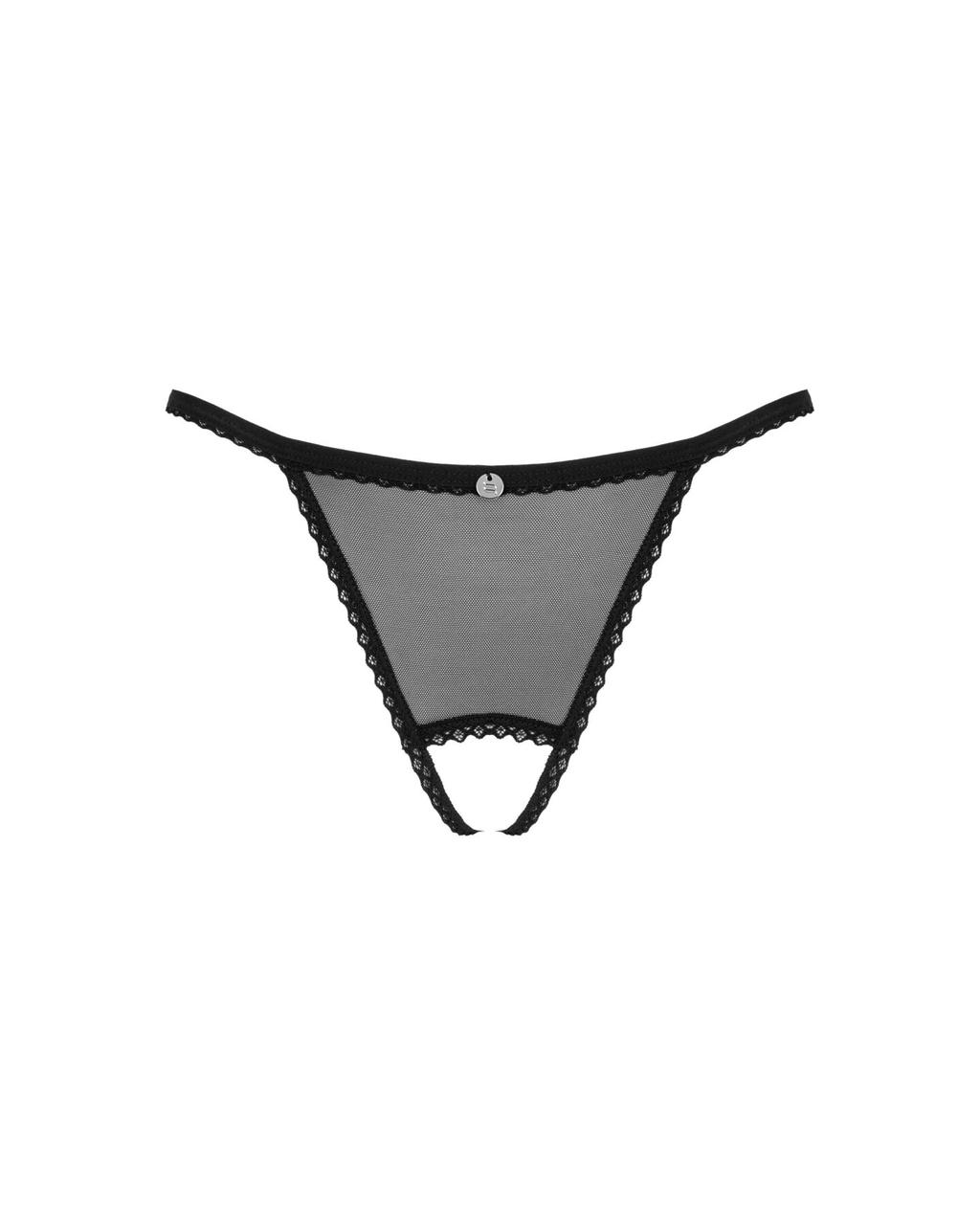 Прозрачные стринги с доступом Obsessive Celia Noir crotchless thong XL/2XL в DIDO