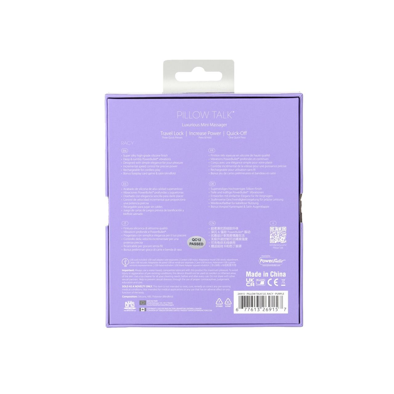 Роскошный вибратор Pillow Talk Racy Purple Special Edition, Сваровски, повязка на глаза+игра в DIDO