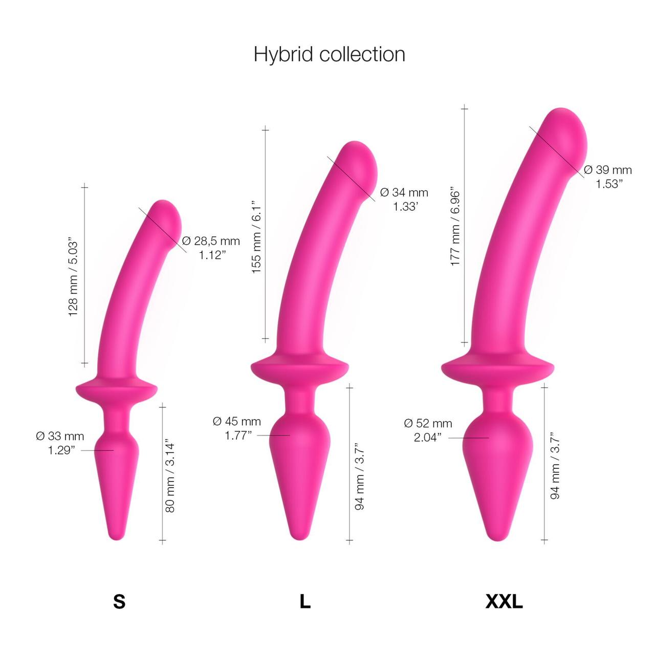 Анальна пробка з дилдо Strap-On-Me SWITCH PLUG-IN SEMI-REALISTIC DILDO FUCHSIA - L (м'ята упаковка) в DIDO