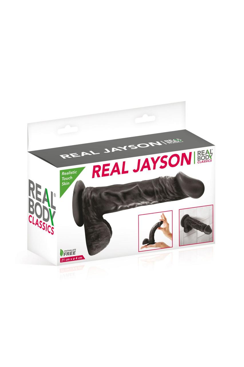Фалоімітатор на присосці Real Body - Real Jayson Black, TPE, діаметр 4см в DIDO
