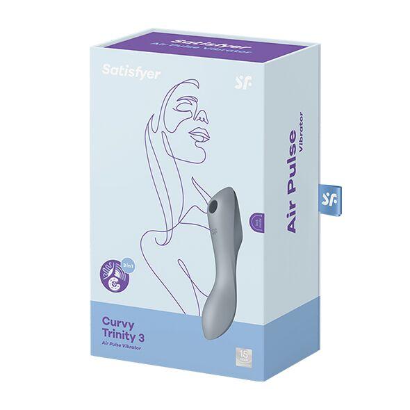 Вакуумный стимулятор с вибрацией Satisfyer Curvy Trinity 3 BlueGrey в DIDO
