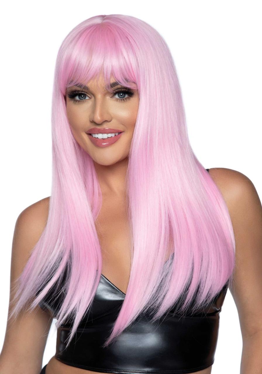 Длинный розовый парик Leg Avenue Long straight bang wig Pink, гладкий, 61 см в DIDO