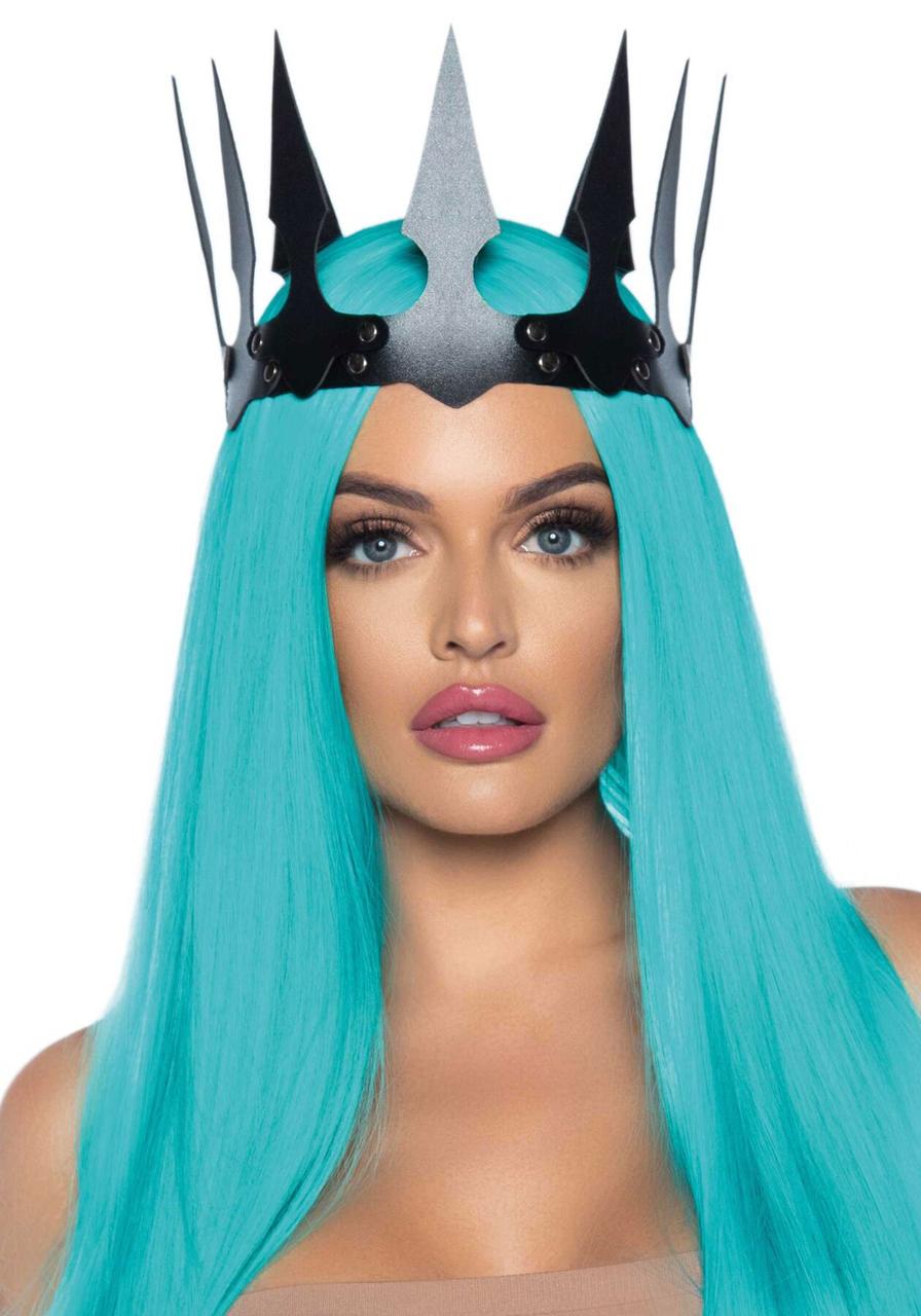 Корона злой королевы Leg Avenue Faux leather spiked crown Black, искусственная кожа, заклепки в DIDO
