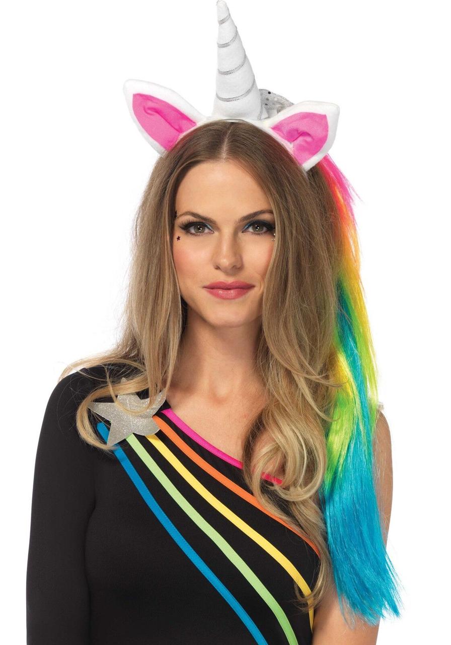 Обруч рог единорога Leg Avenue Magical Unicorn Headband, с радужной гривой в DIDO