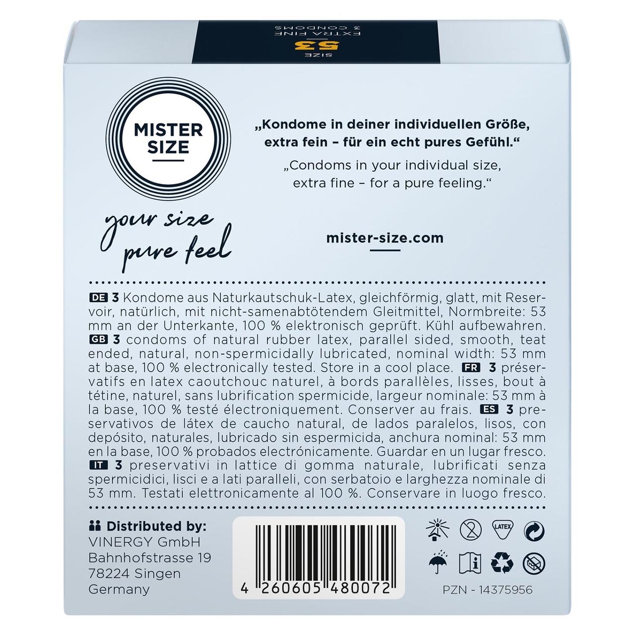 Презервативи Mister Size - pure feel - 53 (3 condoms), товщина 0,05 мм в DIDO
