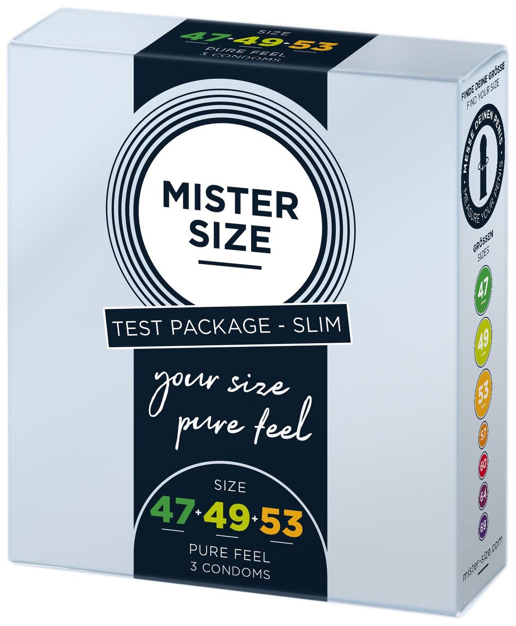 Набір презервативів Mister Size - pure feel - 47-49-53 (3 condoms), 3 розміри, товщина 0,05 мм в DIDO