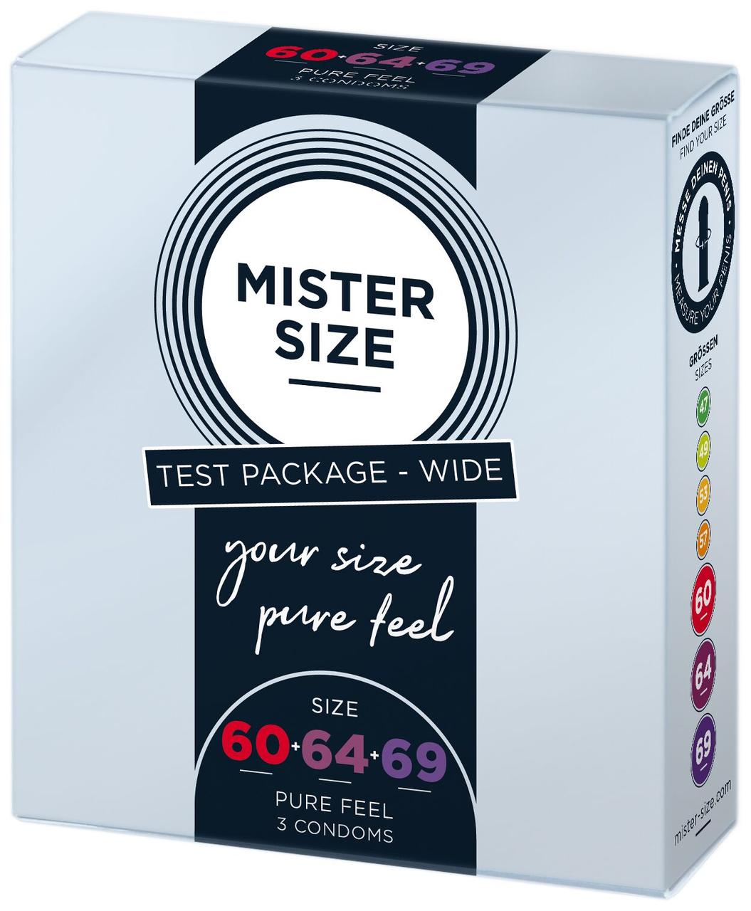 Набір презервативів Mister Size - pure feel - 60-64-69 (3 condoms), 3 розміри, товщина 0,05 мм в DIDO