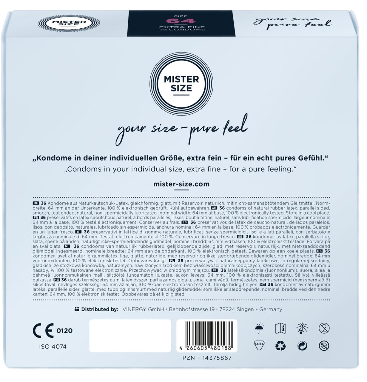 Презервативи Mister Size - pure feel - 64 (36 condoms), товщина 0,05 мм в DIDO