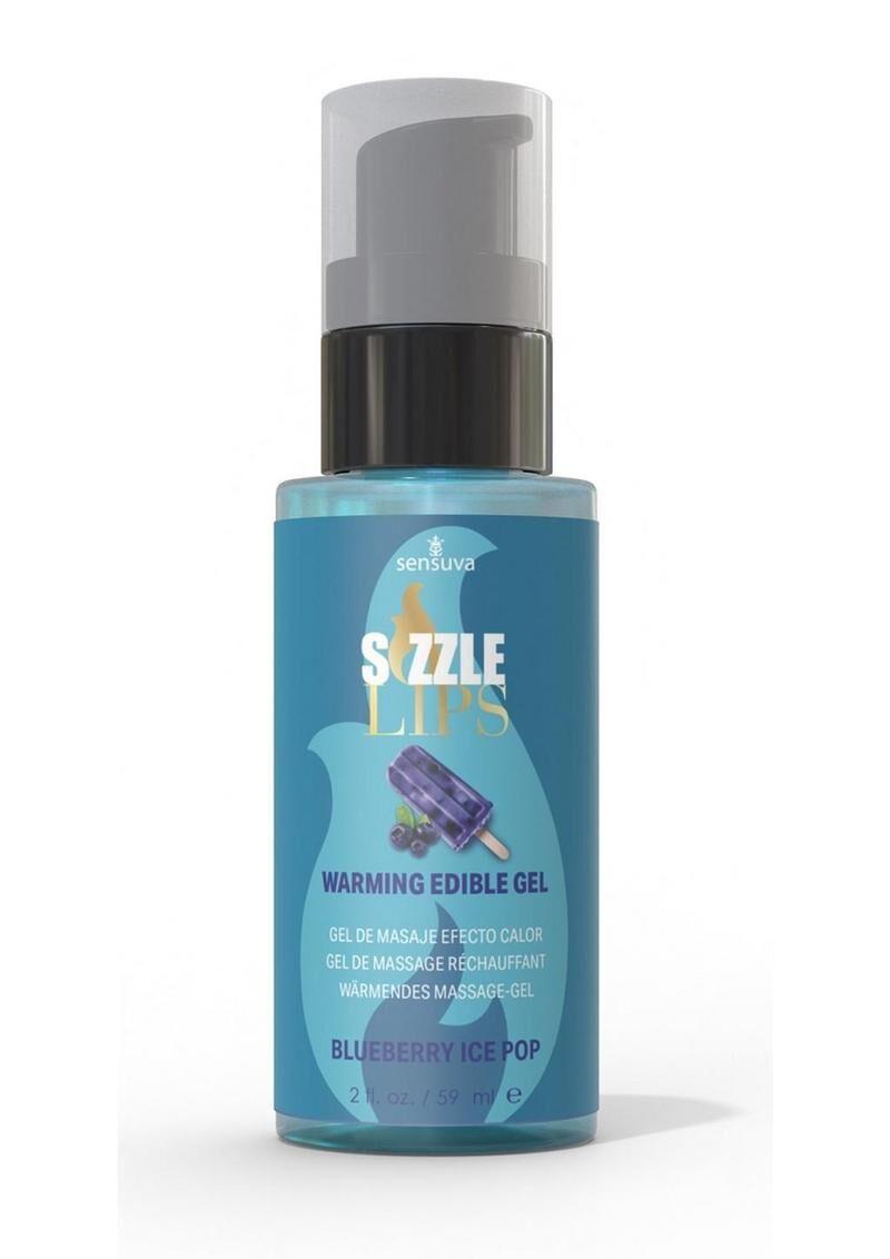 Зігріваючий масажний гель Sensuva Sizzle Lips Blueberry Ice Pop (59 мл), без цукру, їстівний