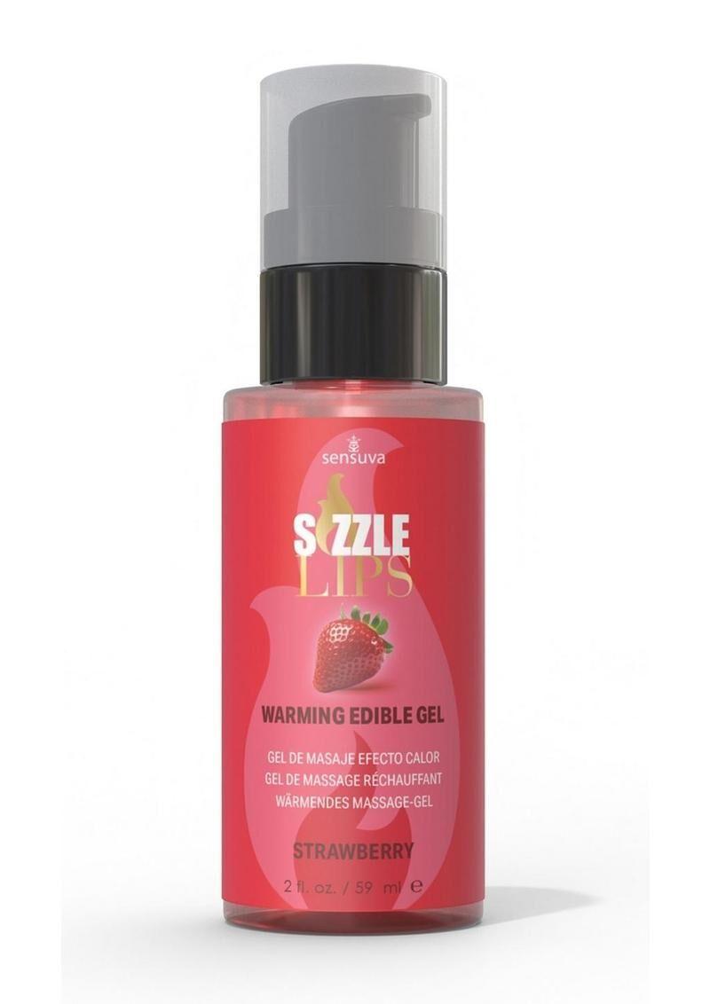Зігріваючий масажний гель Sensuva Sizzle Lips Strawberry (59 мл), без цукру, їстівний