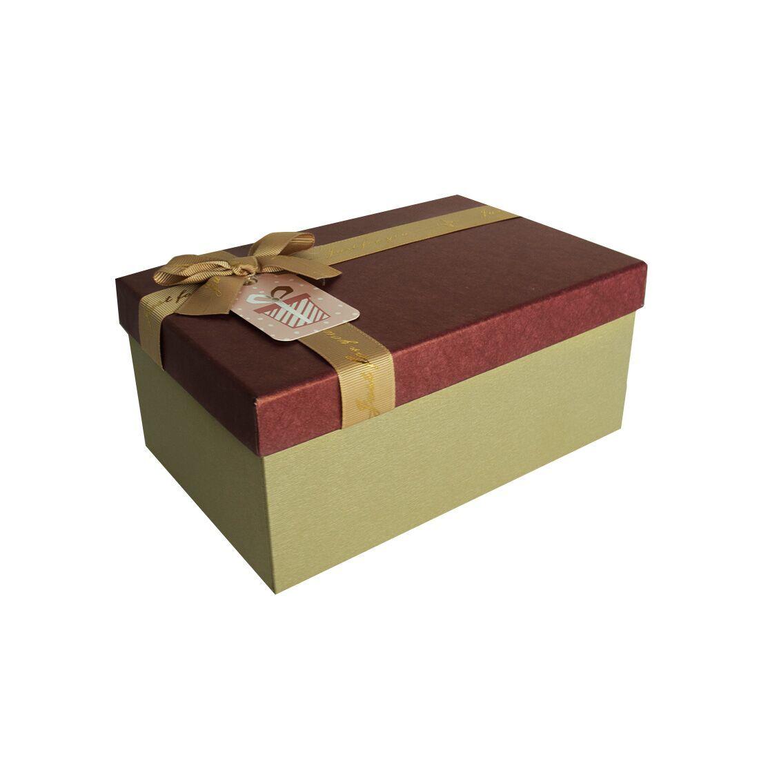 Подарункова коробка з бантом бордово-золота, L — 29,5×22,5×13 см у DIDO.