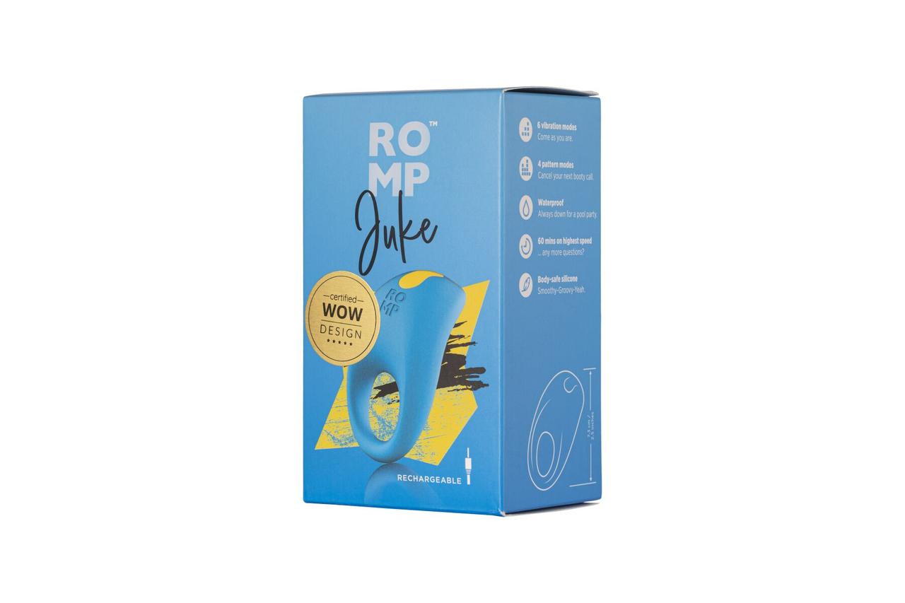 Эрекционное виброкольцо Romp Juke, особая изогнутая виброголовка, 10 вариантов стимуляции в DIDO