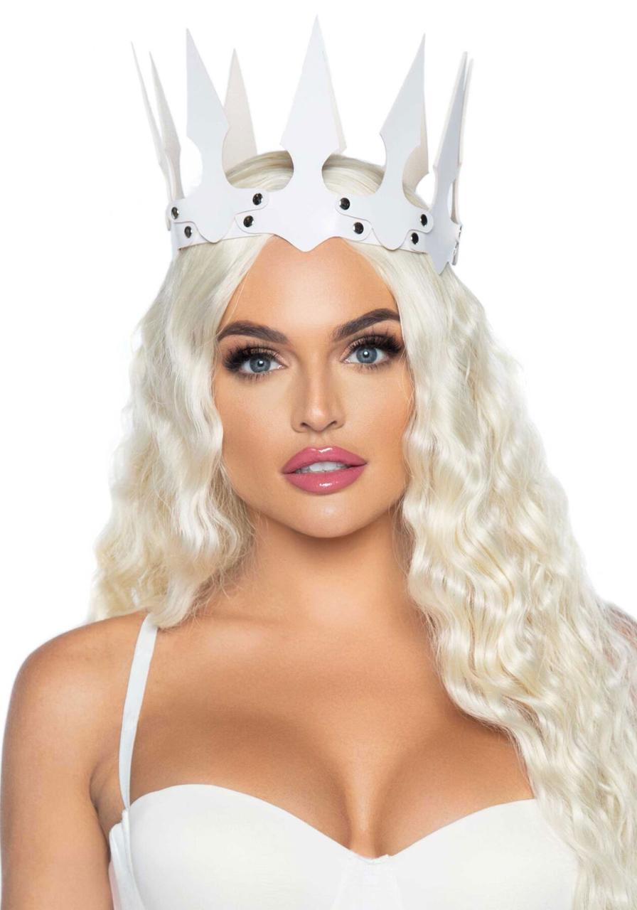 Корона злої королеви Leg Avenue Faux leather spiked crown White, штучна шкіра, заклепки в DIDO