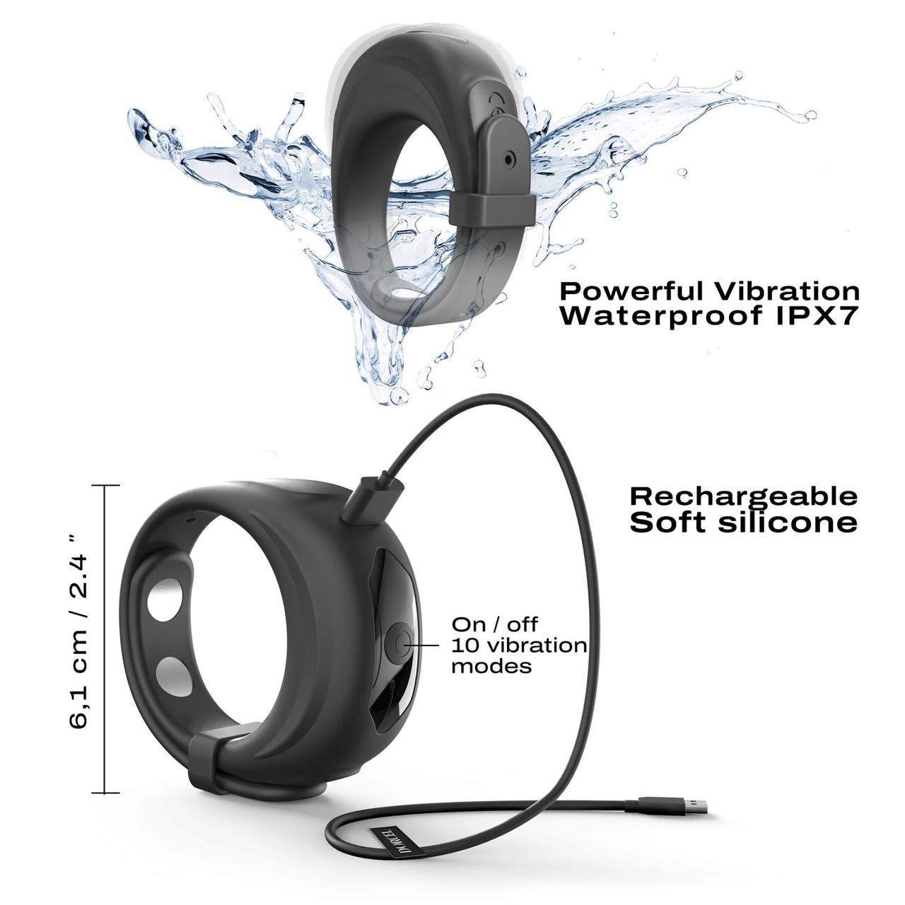 Эрекционное виброкольцо Dorcel Fit Vibe Ring, регулируемый диаметр 4–5,7 см, 10 режимов в DIDO