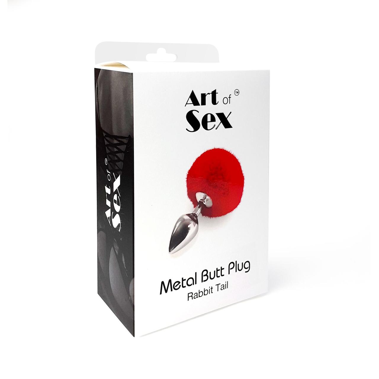 Металлическая анальная пробка М Art of Sex - Metal Butt plug Rabbit Tail, Белый в DIDO