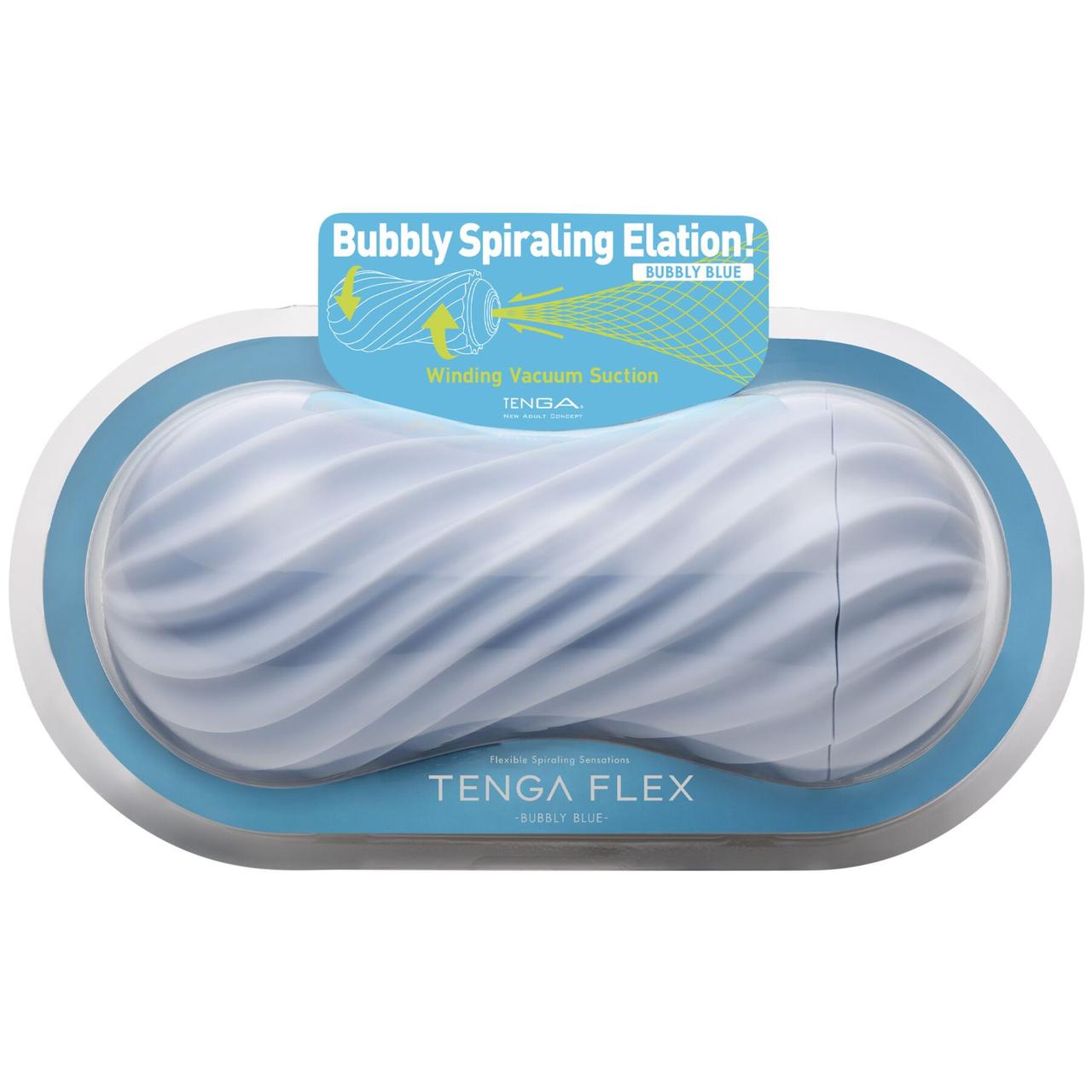 Мастурбатор Tenga FLEX Bubbly Blue с изменяемой интенсивностью, можно скручивать, вакуум в DIDO