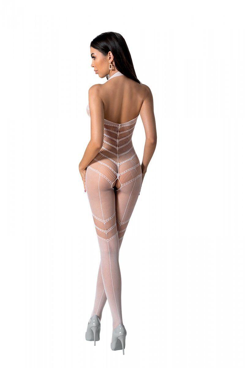Бодистокинг с плетением на животике Passion BS100 One Size, white, декоративный шов, с доступом в DIDO