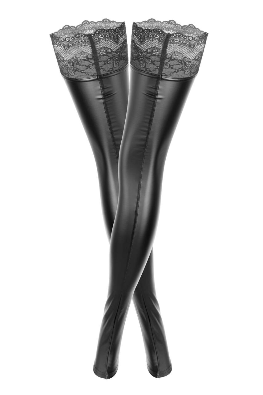 Панчохи з мокрим ефектом Noir Handmade F135 Powerwetlook stockings, L, без мисків у DIDO