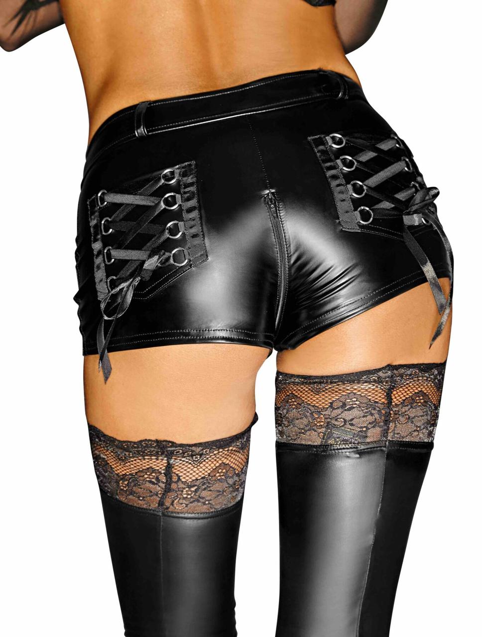 Шортики з мокрим ефектом Noir Handmade F138 Powerwetlook shorts, M в DIDO