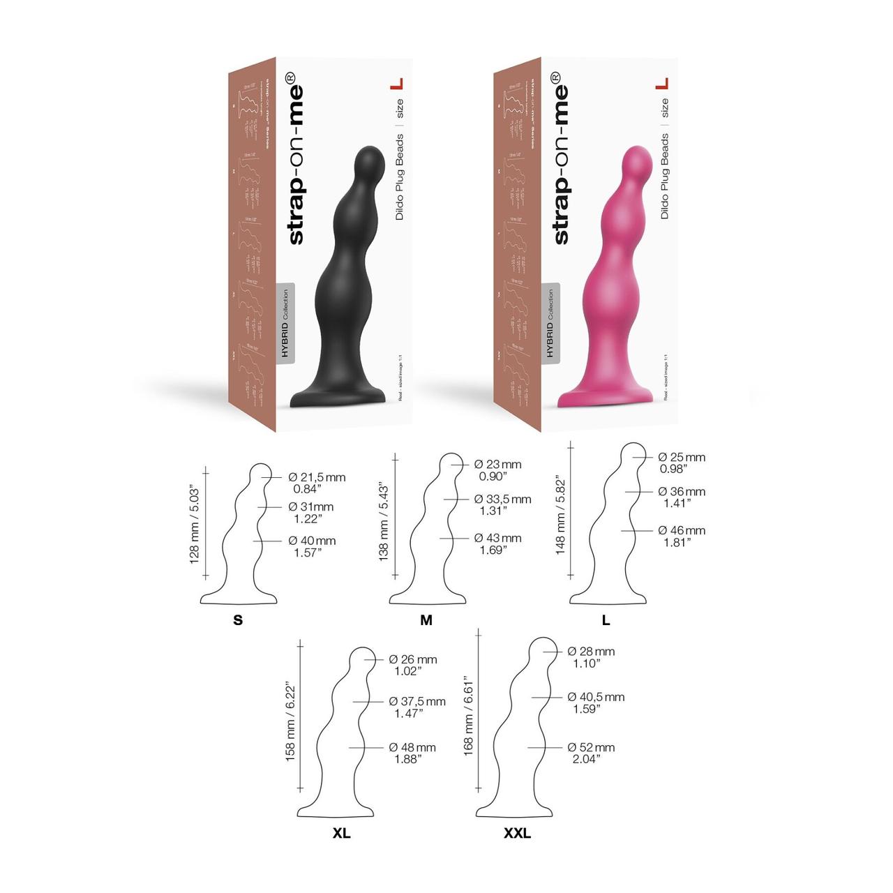 Насадка для страпона Strap-On-Me Dildo Plug Beads Black XXL в DIDO