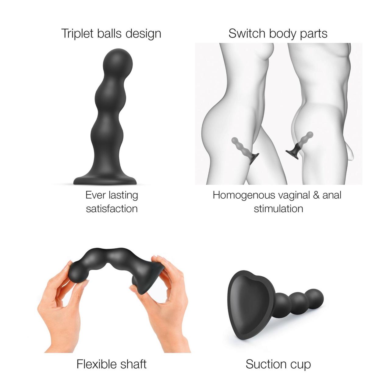 Насадка для страпона Strap-On-Me Dildo Plug Balls Black M в DIDO