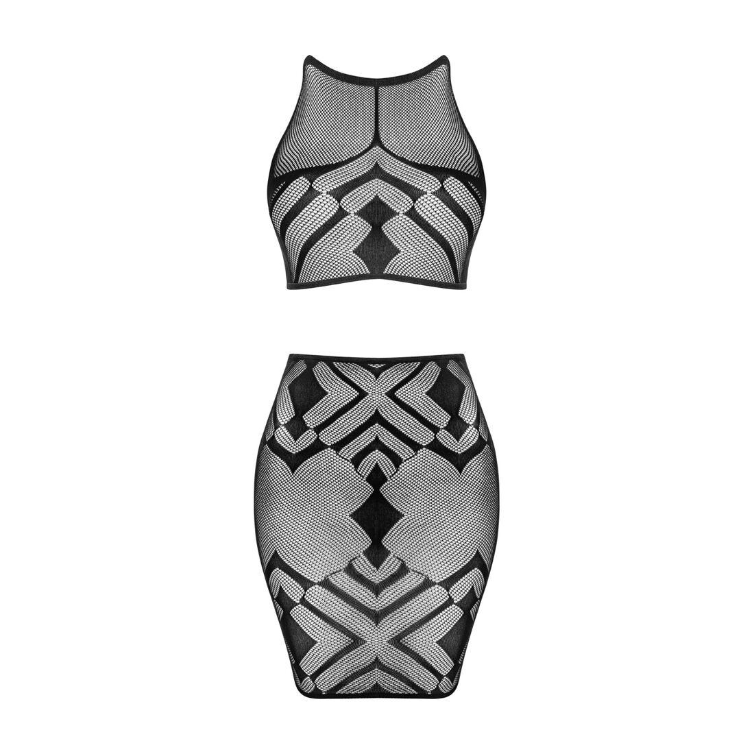Эротичный полупрозрачный комплект Obsessive K101 top & skirt S/M/L, топ, юбка в DIDO