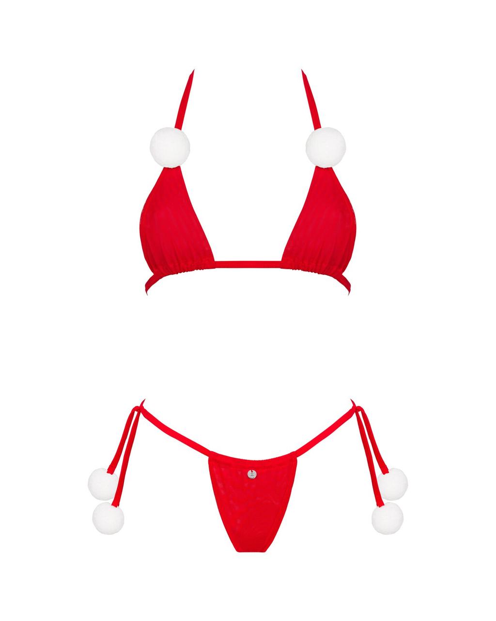 Комплект белья с помпонами Obsessive Bobble Girl, красный в DIDO