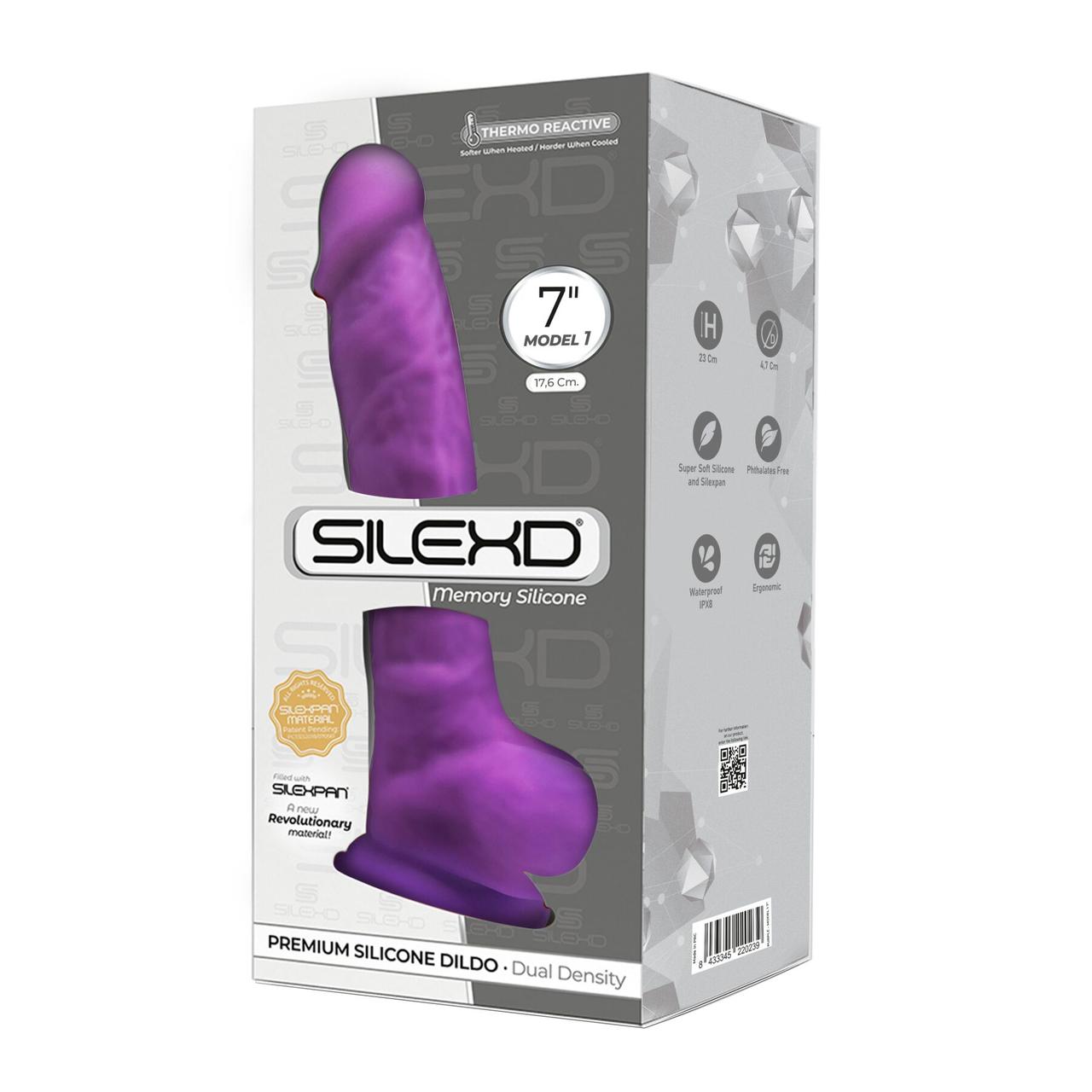 Фалоімітатор SilexD Johnny Purple (MODEL 1 size 7in), двошаровий, силікон+Silexpan, діаметр 3,8 см в DIDO