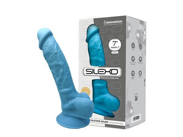 Фалоімітатор SilexD Johnny Blue (MODEL 1 size 7in), двошаровий, силікон+Silexpan, діаметр 3,8 см в DIDO