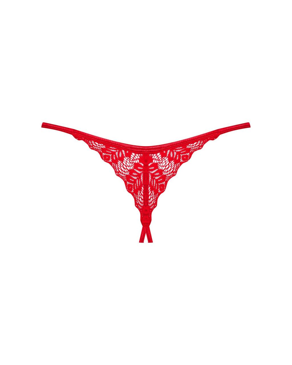 Трусики с доступом Obsessive Ingridia crotchless thong XL/2XL, красные в DIDO