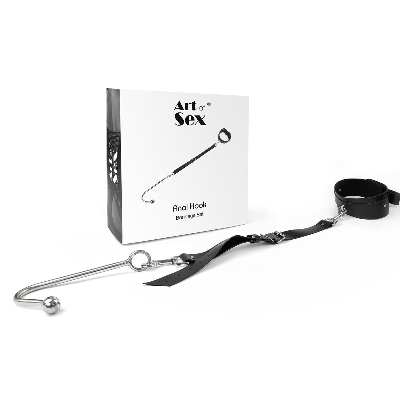 Анальний гак 1 з нашийником з натуральної шкіри Art of Sex - Anal hook, Чорний в DIDO