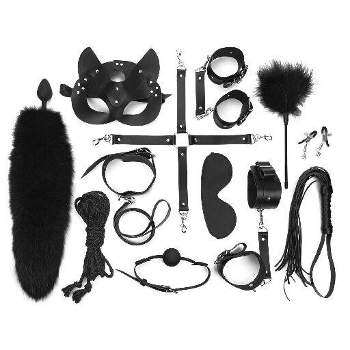 Набір BDSM Art of Sex – Maxi BDSM Set Leather, 13 предметів, чорний, натуральна шкіра в DIDO
