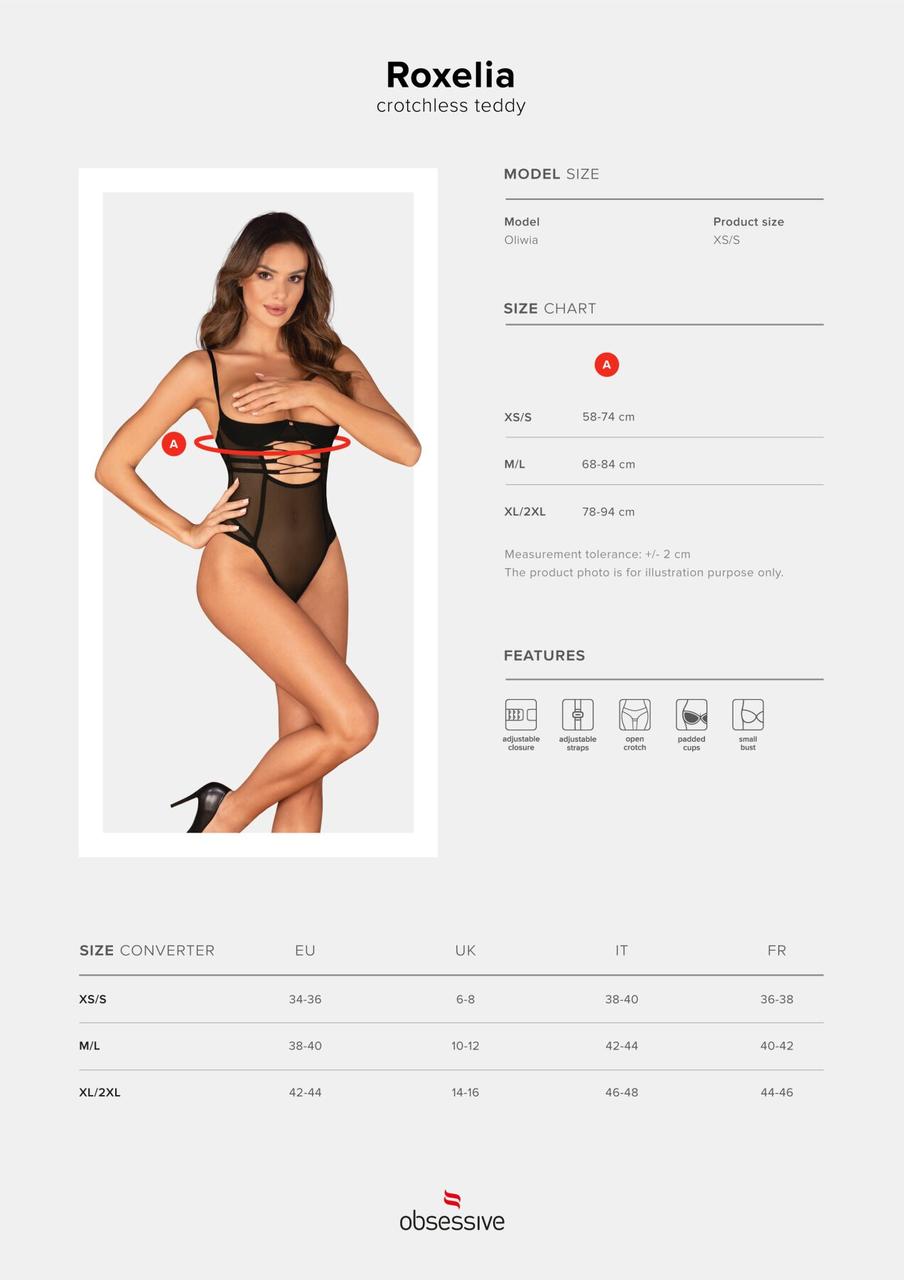 Боди Obsessive Roxelia crotchless teddy XS/S в DIDO