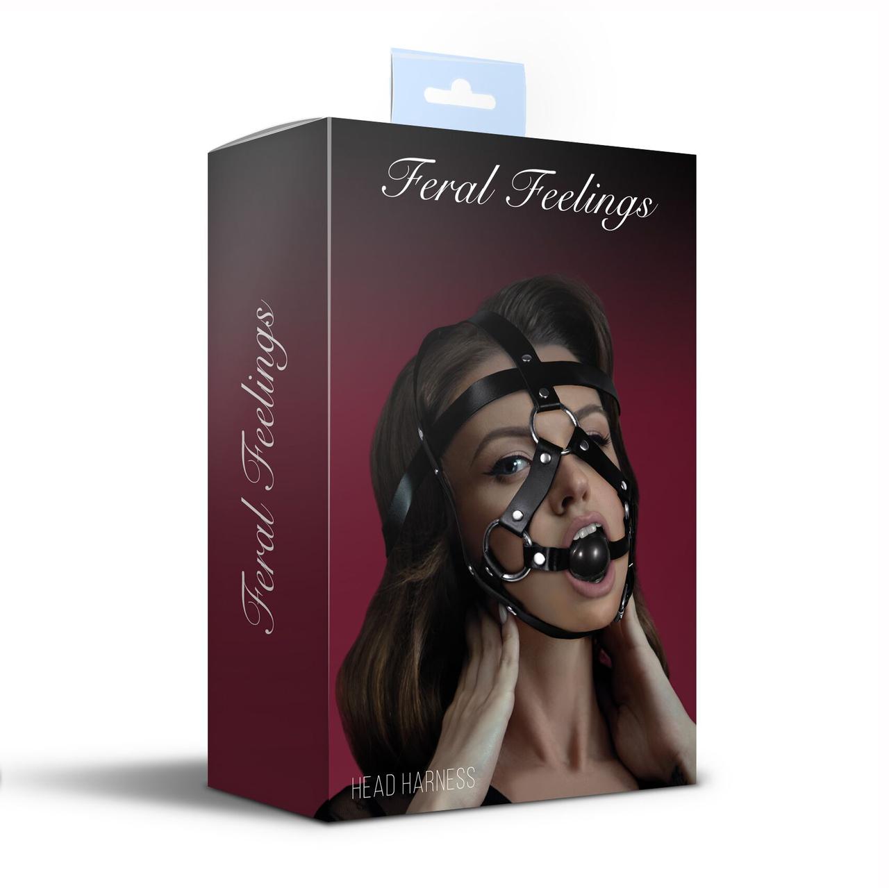 Маска-збруя з кляпом Feral Feelings Head Harness, шкіра в DIDO
