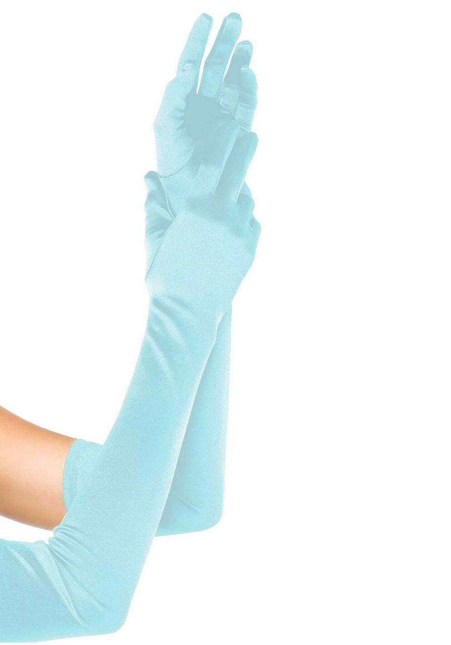 Довгі атласні рукавички Leg Avenue Extra Long Satin Gloves, One Size, світло-блакитні в DIDO