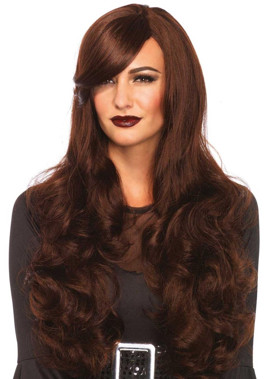 Волнистый парик с косой челкой Leg Avenue Long Wavy Wig 68 см, коричневый в DIDO