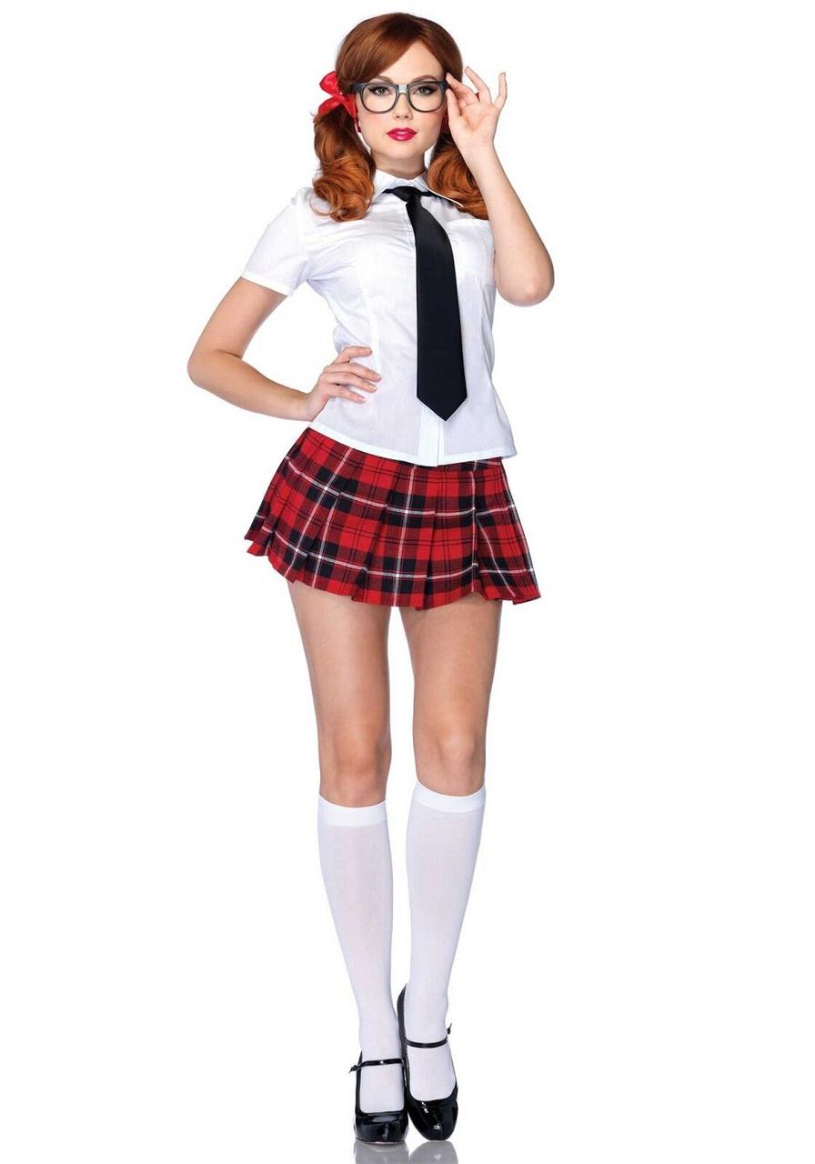 Эротический костюм школьницы Leg Avenue Private School Sweetie M, рубашка, юбка, галстук, оправа в DIDO
