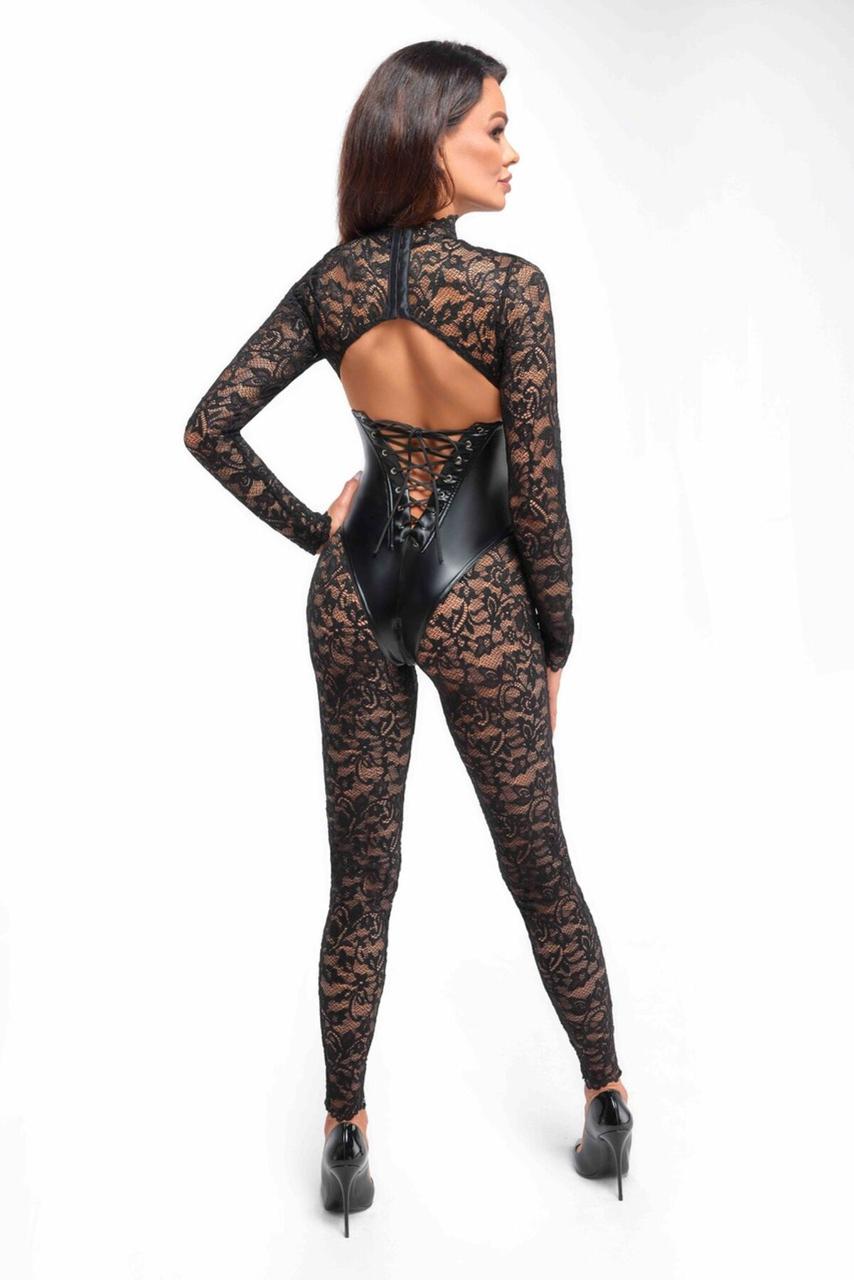 Комбінезон Noir Handmade F299 Enigma lace catsuit with underbust body - XXL в DIDO