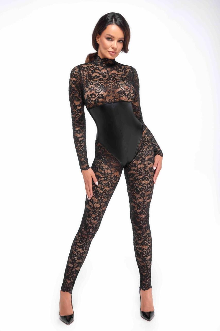 (SALE) Комбінезон Noir Handmade F299 Enigma lace catsuit with underbust bodice - S в DIDO