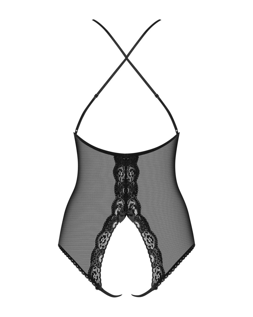 Сетчатое боди с открытыми ягодицами Obsessive 841-TED-1 teddy L/XL, черный в DIDO