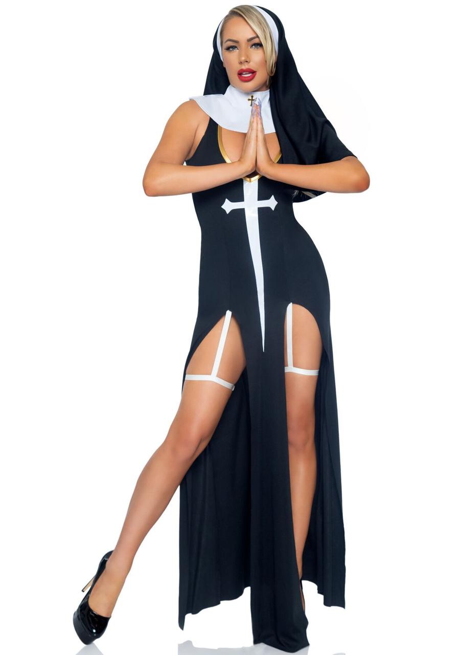 Костюм монашки-грешницы Leg Avenue Sultry Sinner M, сукня, головний убір, комір в DIDO