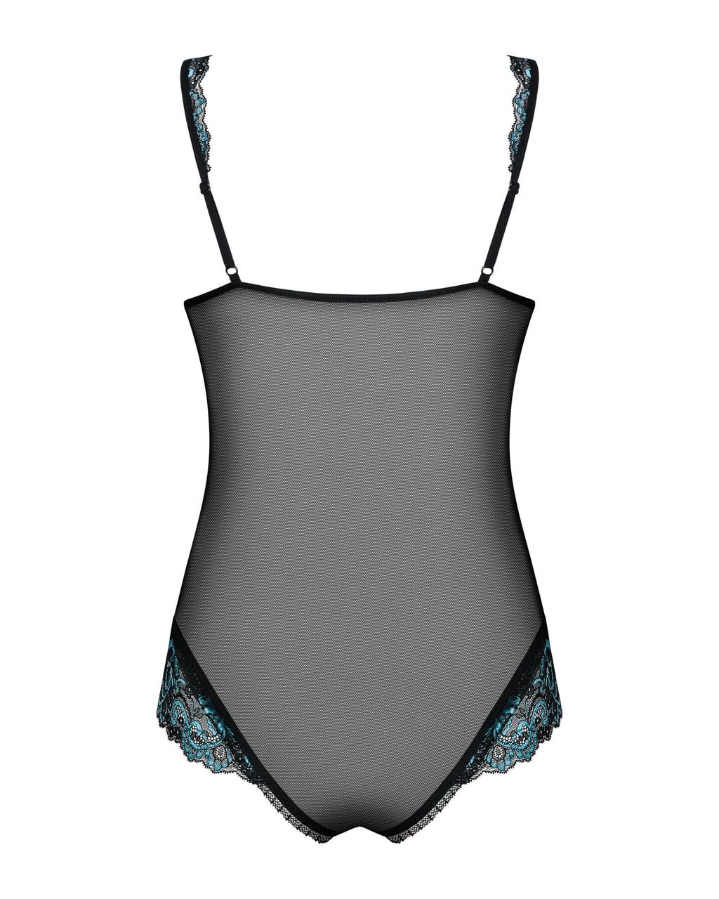 Сетчатое боди на косточках Obsessive Amanta teddy L/XL, черное, с доступом в DIDO