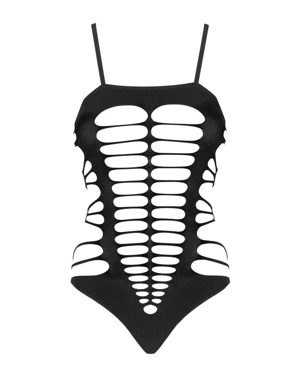 Бодістокінг з поперечними вирізами Obsessive B122 teddy S/M/L, чорний у DIDO