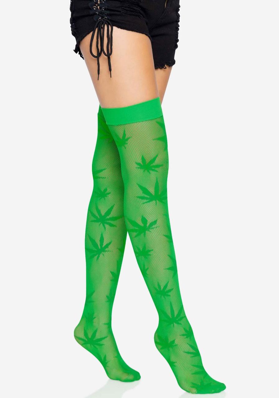 Панчохи з малюнком Leg Avenue 420 Net thigh highs Green в DIDO