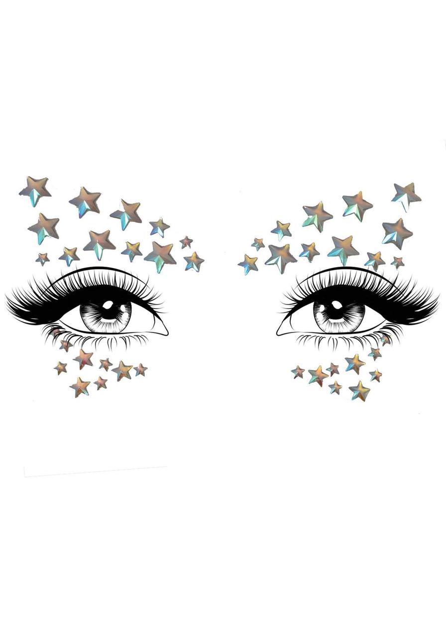 Прикраса-зірочки для тіла Leg Avenue Celeste face jewels sticker, наклейки, світяться в темряві в DIDO