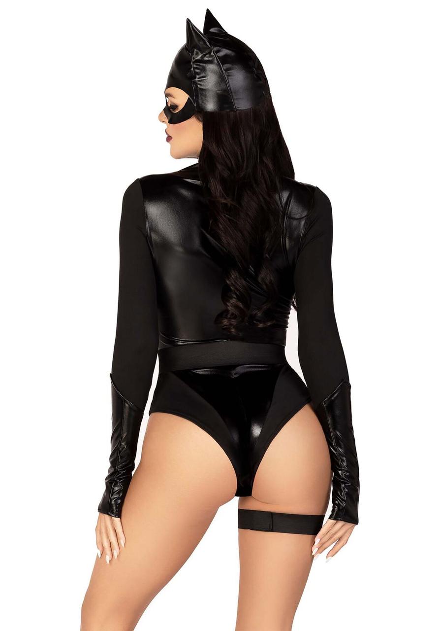 Эротический костюм кошечки Leg Avenue Fierce Feline M, боди, пояс с подвязкой, маска кошки в DIDO